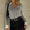 Women's Striped Lapel Shirt Blouse For Commuting