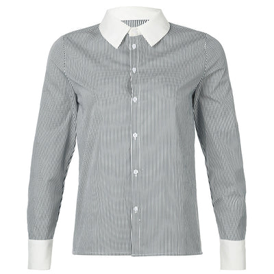 Women's Striped Lapel Shirt Blouse For Commuting