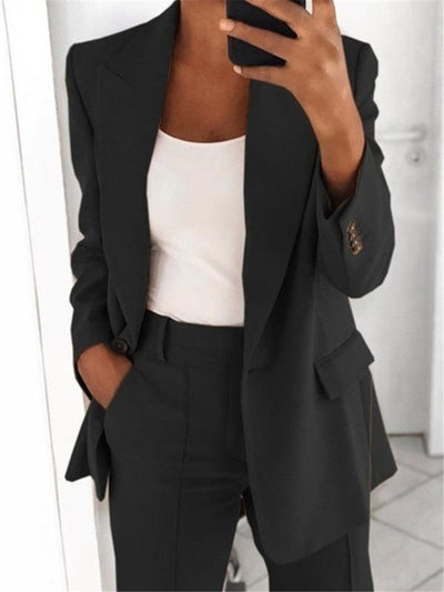 Fashion Polo Collar Slim-fit Cardigan Graceful Suit Jacket Women