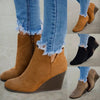 Flat Wedge Heel Short Boots Women's Retro Mal  Boots Large Size Women's Shoes