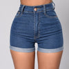 Denim shorts curled hot pants