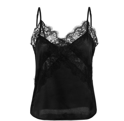 Hollow solid color lace camisole women