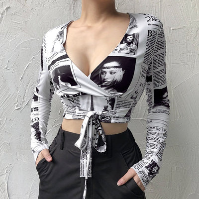 Exposed navel tie top women camouflage cardigan