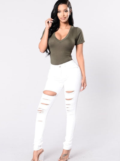 Neue 2020 casual sexy jeans frau baumwolle denim hosen dünne mittlere taille ripped löcher bleistift hosen cowboy jeans femme