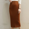 Women's High Waist Skirt Without Slit Woolen Skirt