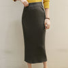 Women's High Waist Skirt Without Slit Woolen Skirt