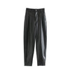 Pure Color PU Leather Pants Women Casual Trousers