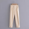 Pure Color PU Leather Pants Women Casual Trousers