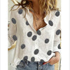 Polka Dot Print Casual Long Sleeved Linen Shirt For Women