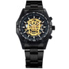 Official Automatic GOLD Watch Men Steel Strap Skeleton