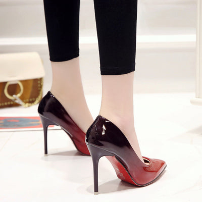 European And American Pointed Toe Color Matching Stiletto Super High Heels Red