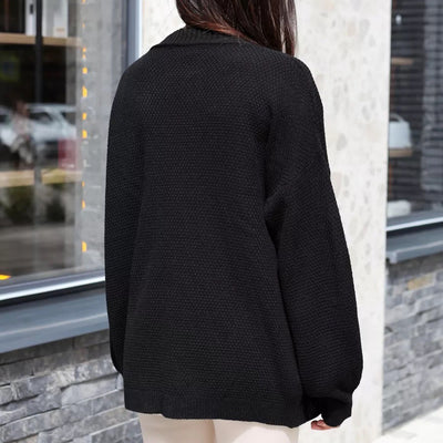 Fashionable Knitted Loose And Simple Sweater For Women