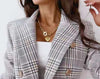 Womens Autumn Top Loose Long Sleeve Plaid Blazer