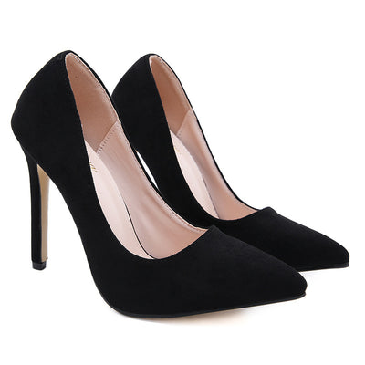 Suede pointed high heel shoes