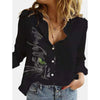 Lapel Loose Long Sleeved Cardigan Shirt Contrast Print Shirt