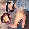 Hollow Pointed Toe Super High Heel Thick Heel Shoes