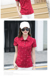 Women's Springsummer Lapel Print All-match Polo Shirt