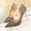 Gradient color block sequined high heels