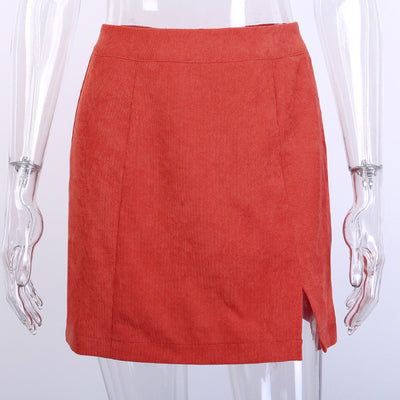 Corduroy split skirt