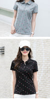 Women's Springsummer Lapel Print All-match Polo Shirt