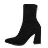 Mid-boots women's thick with autumn and winter new Europe and America wild high heels single boots stretch matte boots Martin boots