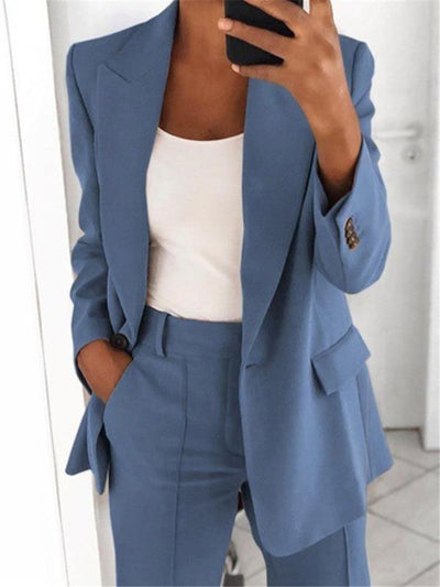 Fashion Polo Collar Slim-fit Cardigan Graceful Suit Jacket Women