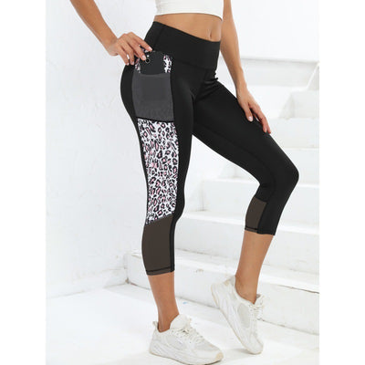 Weibliche Leopard-Spleißen mit hoher Taille Yoga-Hosen