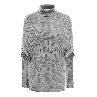 Einfarbig Hohe Hals Schal Gestrickte Pullover Frauen