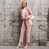 Two-piece pink plaid nine-point pants slim suit women