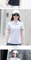 Women's Springsummer Lapel Print All-match Polo Shirt