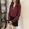 Striped chiffon shirt ladies fashion shirt