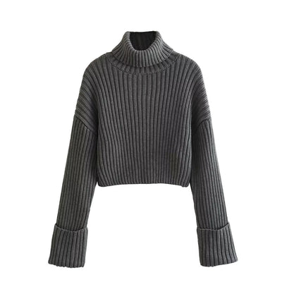 European And American Style Women's Ribbed Turtleneck Sweater Women