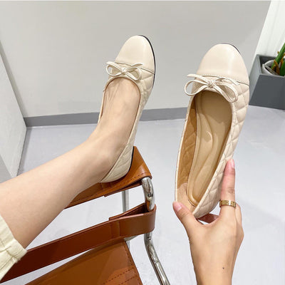 Women's Round Toe Bow Ballet Pumps