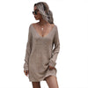 Pure Color Forest Sweater Dress Women Long Sleeves