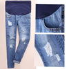 Pregnant women's stomach lift denim trousers