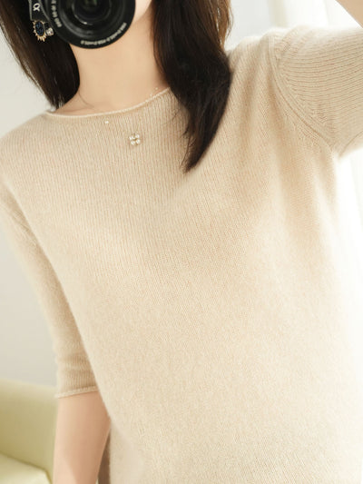 Knitted Bottoming Sweater Women Cashmere Sweater Korean Round Neck Loose