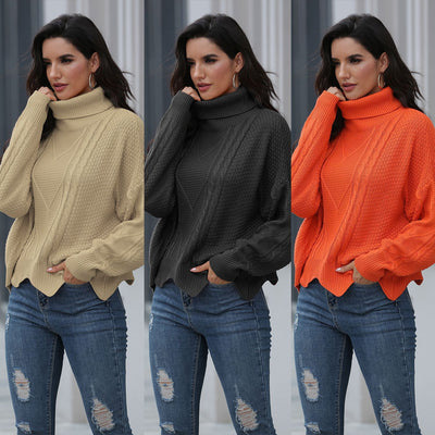 Loose solid color sweater women winter