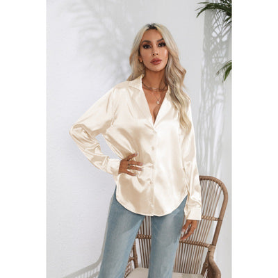 Anzug kragen Satin Shirt für Frauen