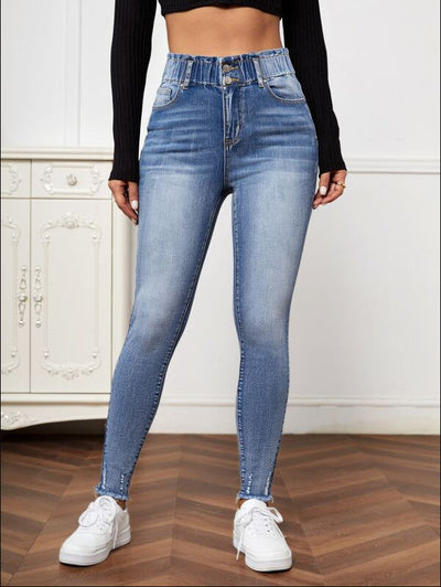 Neue Damen-Jeans hohe elastische, enge Jeans