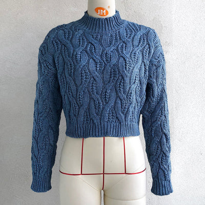 Autumn And Winter Round Neck Long Sleeve Knitted Sweater Top Women