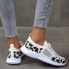 Weiße Schuhe Frauen Leopard Print Lace-up Turnschuhe Sport