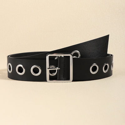 Men And Women Fashion Hollow Belt Personality Punk Style PU Soft Belt Jeans Hip Hop Accessories