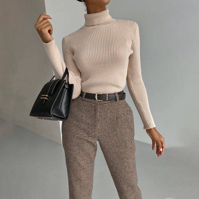 Elegant Slim-fit Extended Turtleneck Sweater For Women