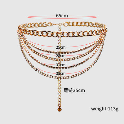 Summer Jewelry Hot Pants Chain Multilayer Chain Gold Fashion Jeans Hip Hop Punk Street Shooting Accessories Waist Chain Women