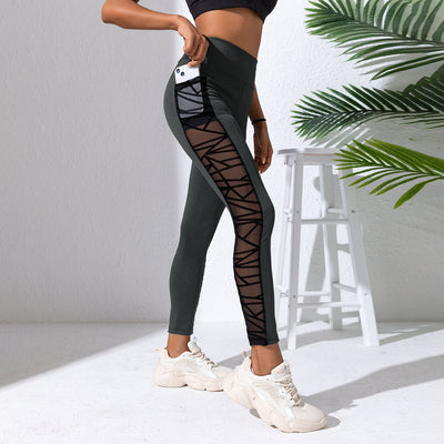 Plus Size Mesh-Stitching Yoga-Leggings - Figurformende Sport- und Fitnesshose mit Hüft-Lift & Bauchkontrolle