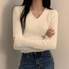 V-neck Sweater Top Simple All-match Long Sleeves Sweater