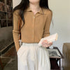 Polo Collar Bottoming Shirt Women's Cardigan Sweater