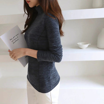 Turtleneck Long Sleeve T-shirt Women's Slim Bottoming Shirt