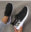 Weiße Schuhe Frauen Leopard Print Lace-up Turnschuhe Sport