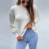 Fashion High Neck Lantern Sleeve Sweater Women